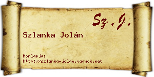 Szlanka Jolán névjegykártya