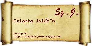 Szlanka Jolán névjegykártya