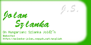 jolan szlanka business card